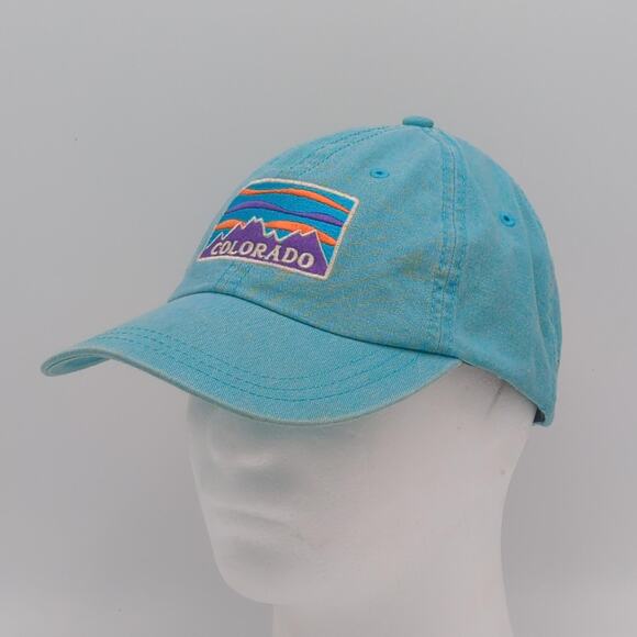 Colorado Hat Cap Strap Back Blue Mountain Embroidered Patch Outdoors Hiking - Picture 2 of 10